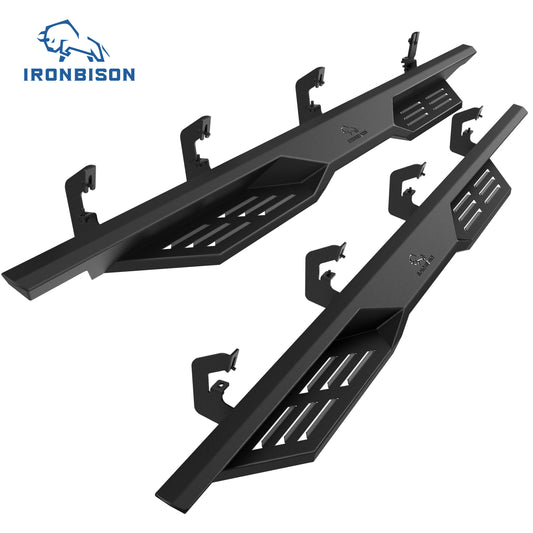 IRONBISON Defender Steps Running Boards Fit 2007-2018 Chevy Silverado/GMC Sierra 1500 | 2007-2019 Silverado/Sierra 2500/3500 Heavy Duty Crew Cab (Excl. Diesel Model with DEF Tank) Side Steps Nerf Bars (IBDS-C002)