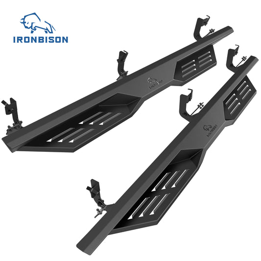 IRONBISON Defender Steps Running Boards Compatible with 2009-2018 Dodge RAM 1500 Quad Cab |2019-2024 RAM 1500 Quad Cab Classic Pickup Truck Fine Texture Black Side Steps Nerf Bars Rock Slider Armor (IBDS-D007)