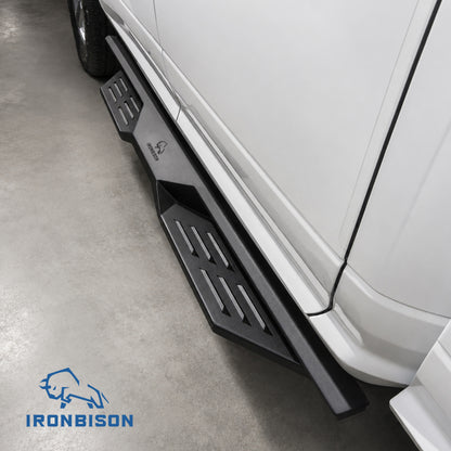 IRONBISON Defender Steps Running Boards Compatible with 2009-2018 Dodge RAM 1500 Quad Cab |2019-2024 RAM 1500 Quad Cab Classic Pickup Truck Fine Texture Black Side Steps Nerf Bars Rock Slider Armor (IBDS-D007)