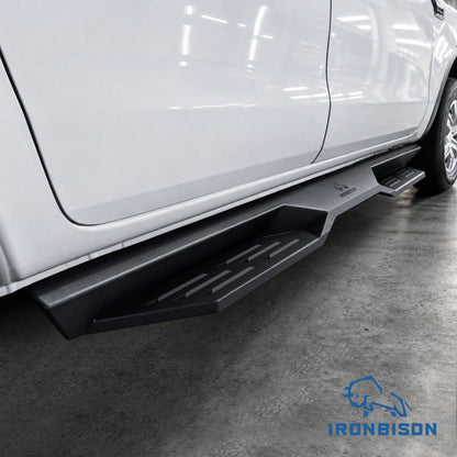 IRONBISON Defender Steps Running Boards Compatible with 2019-2026 Ford Ranger SuperCrew Cab Pickup Truck Side Steps Nerf Bars Carbon Steel 2pcs (IBDS-F016)
