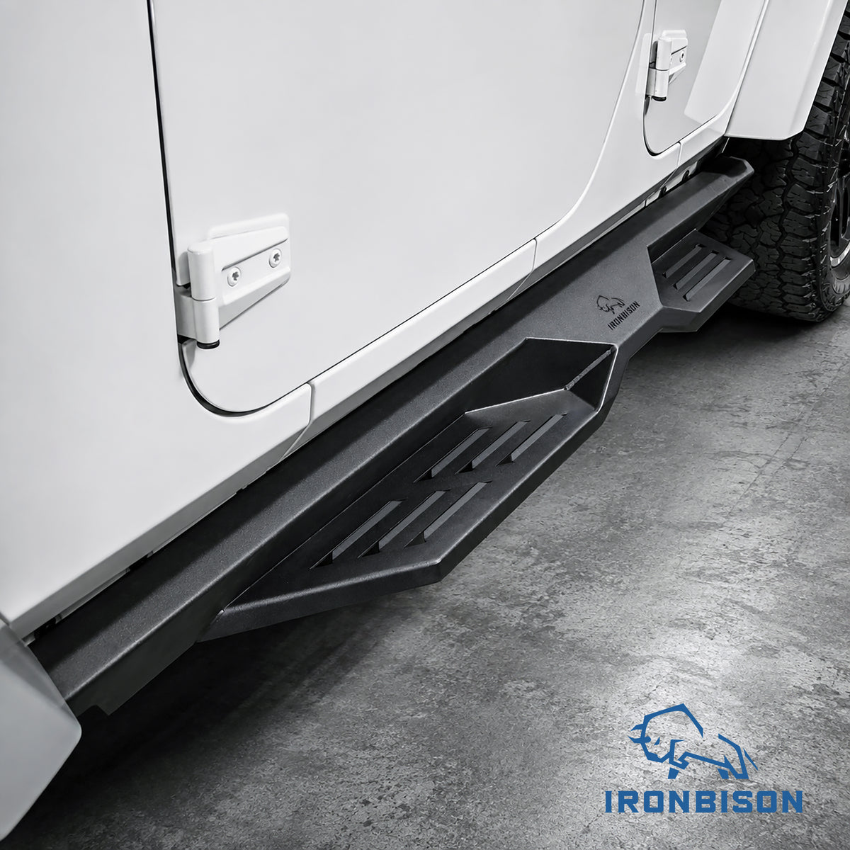 IRONBISON Defender Steps Running Boards Compatible with 2007-2018 Jeep Wrangler JK 4 Door (Excluded 2018 Wrangler JL) SUV Fine Texture Black Side Steps Nerf Bars Rock Slider Armor (IBDS-J011)