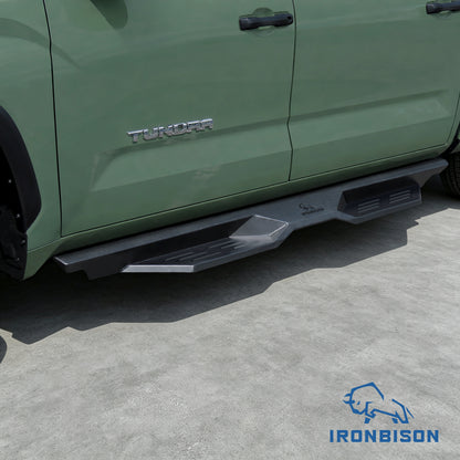 IRONBISON Defender Running Boards Compatible with 2022-2026 Toyota Tundra CrewMax Pickup Truck Fine Texture Black 5” Drop Side Steps Nerf Bars Rock Slider Armor Off-Road Accessories (2pcs)