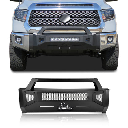 IRONBISON Front Bumper Compatible with 2014-2021 Toyota Tundra Stubby Truck Pickup Tundra Bumper Guard Bull Bar Can Add LED Light Bar Fine Texture Black