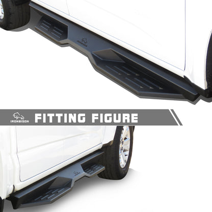 IRONBISON Defender Steps Running Boards Fit 2015-2025 Chevy Colorado / GMC Canyon Crew Cab Pick Up Fine Texture Black Side Steps Nerf Bars Rock Slider Armor (IBDS-C001)