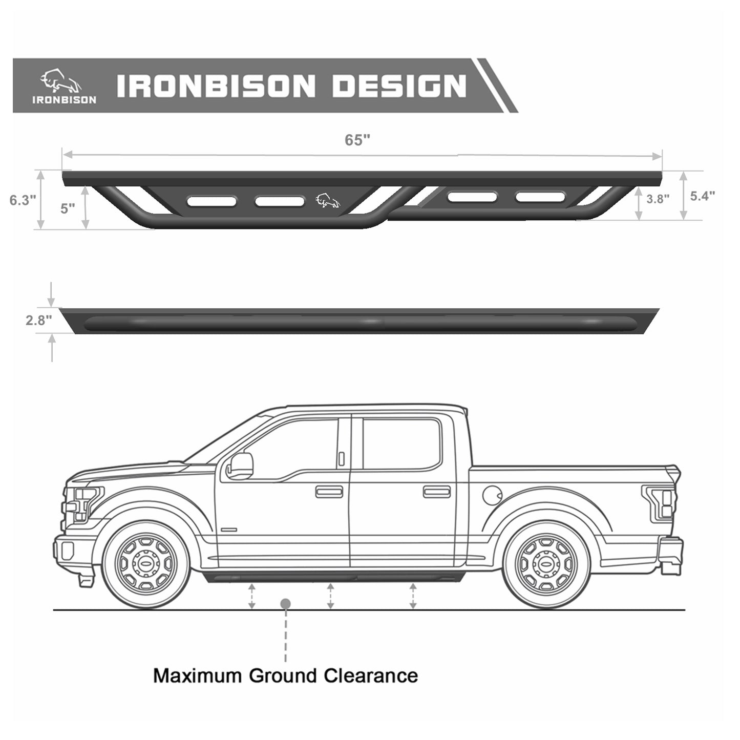 IRONBISON Running Boards Fit 2010-2024 Toyota 4Runner (Excl. 10-13 SR5 /10-24 Limited /20-21 Nightshade Edition/22-24 TRD Sport) 4Runner Side Steps SUV Steel Nerf Bars Step Rails Heavy Texture Black