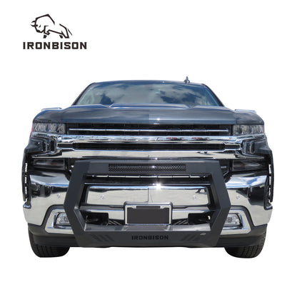 IRONBISON BARDE Bull Bar Compatible with 2019-2024 Chevy Silverado 1500 Pickup Truck (Excl. 2019 Silverado 1500 LD / Trims with Super Cruise System) Fine Textured Black Front Bumper Brush Grille Guard Compatible with 20” LED Light (IBCJC01)