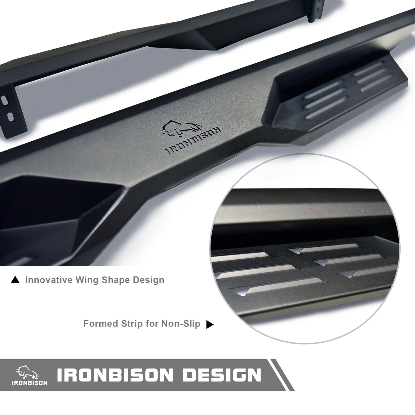 IRONBISON Defender Steps Running Boards Fit 2010-2024 Toyota 4Runner (Excl. 10-13 SR5| 10-24 Limited| 20-21 Nightshade Edition Model & 2022-2024 TRD Sport Models) Fine Texture Black Side Steps Nerf Bars Rock Slider Armor (IBDS-T015)