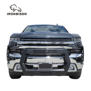 IRONBISON BARDE Bull Bar Compatible with 2019-2024 Chevy Silverado 1500 Pickup Truck (Excl. 2019 Silverado 1500 LD / Trims with Super Cruise System) Fine Textured Black Front Bumper Brush Grille Guard Compatible with 20” LED Light (IBCJC01)