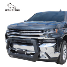 Load image into Gallery viewer, IRONBISON BARDE Bull Bar Compatible with 2019-2024 Chevy Silverado 1500 Pickup Truck (Excl. 2019 Silverado 1500 LD / Trims with Super Cruise System) Fine Textured Black Front Bumper Brush Grille Guard Compatible with 20” LED Light (IBCJC01)