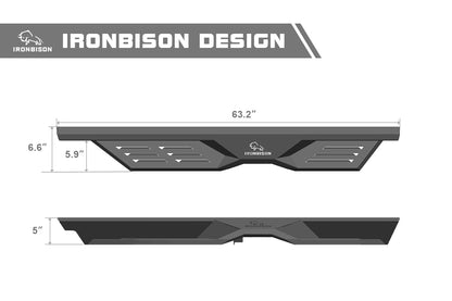 IRONBISON Defender Steps Running Boards Fit 2010-2024 Toyota 4Runner (Excl. 10-13 SR5| 10-24 Limited| 20-21 Nightshade Edition Model & 2022-2024 TRD Sport Models) Fine Texture Black Side Steps Nerf Bars Rock Slider Armor (IBDS-T015)