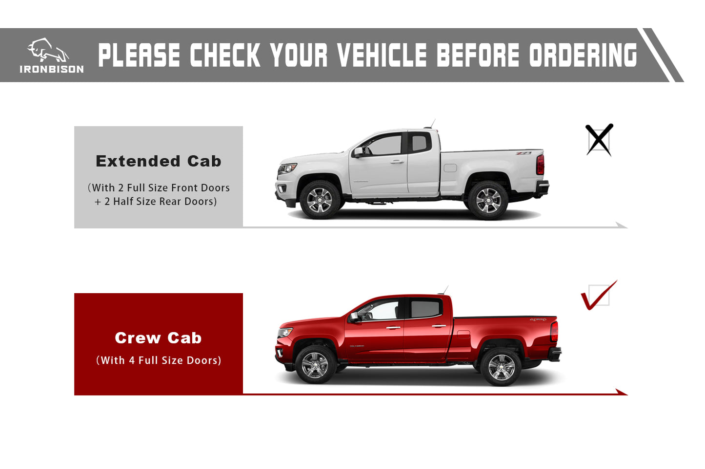 IRONBISON Defender Steps Running Boards Fit 2015-2025 Chevy Colorado / GMC Canyon Crew Cab Pick Up Fine Texture Black Side Steps Nerf Bars Rock Slider Armor (IBDS-C001)