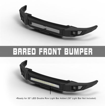 IRONBISON BARDE Front Bumper Compatible with 19-24 Dodge RAM 1500 (Excl. Rebel, TRX Trim, Diesel models) Pickup Fine Textured Off Road Replacement Bull Bar Rock Armor with 2 LED Fog Light Splash Guard