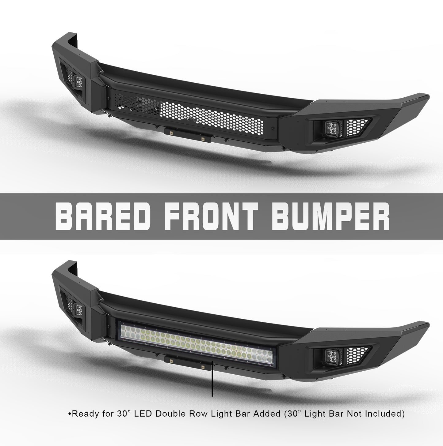 IRONBISON BARDE Front Bumper Compatible with 14-21 Toyota Tundra (Excl. the radar blind spot monitoring systems) Truck Pickup Heavy Textured Black Off Road Replacement Bull Bar Rock Armor with 2 LED Fog Light Splash Guard Can Add 30” LED Light Bar