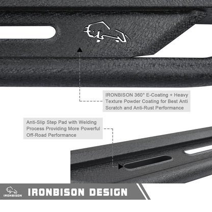 IRONBISON Running Boards Fit 2010-2024 Toyota 4Runner (Excl. 10-13 SR5 /10-24 Limited /20-21 Nightshade Edition/22-24 TRD Sport) 4Runner Side Steps SUV Steel Nerf Bars Step Rails Heavy Texture Black