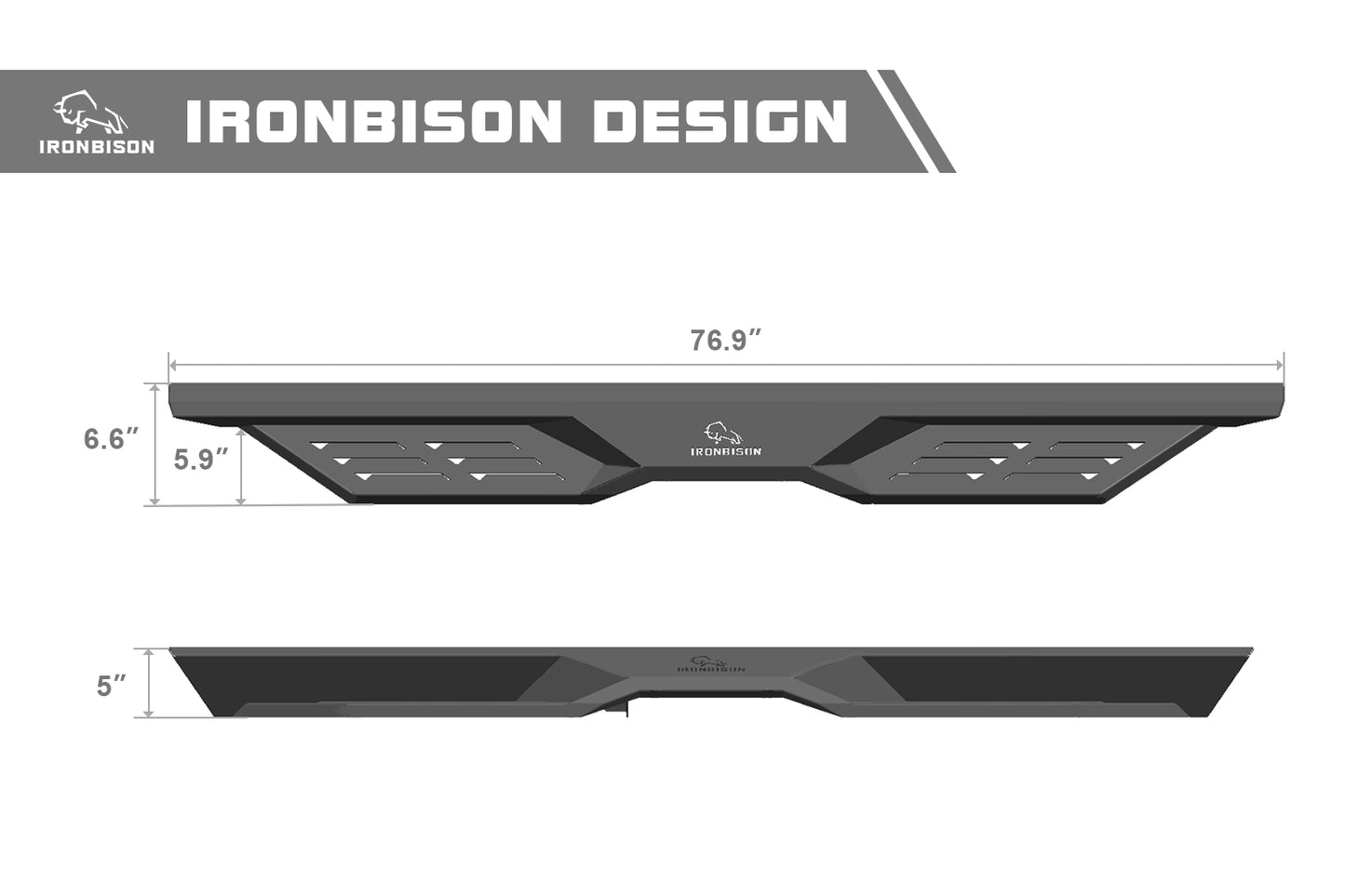 IRONBISON Defender Steps Running Boards Fit 2015-2025 Chevy Colorado / GMC Canyon Crew Cab Pick Up Fine Texture Black Side Steps Nerf Bars Rock Slider Armor (IBDS-C001)