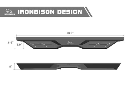 IRONBISON Defender Steps Running Boards Fit 2015-2025 Chevy Colorado / GMC Canyon Crew Cab Pick Up Fine Texture Black Side Steps Nerf Bars Rock Slider Armor (IBDS-C001)