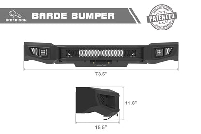 IRONBISON BARDE Front Bumper Compatible with 19-21 Chevy Silverado 1500(Excl. 2019 Silverado 1500 LD) Pickup Fine Textured Black Off Road Bull Bar Rock Armor with 2 LED Fog Light Splash Guard Can Add 30” LED Light