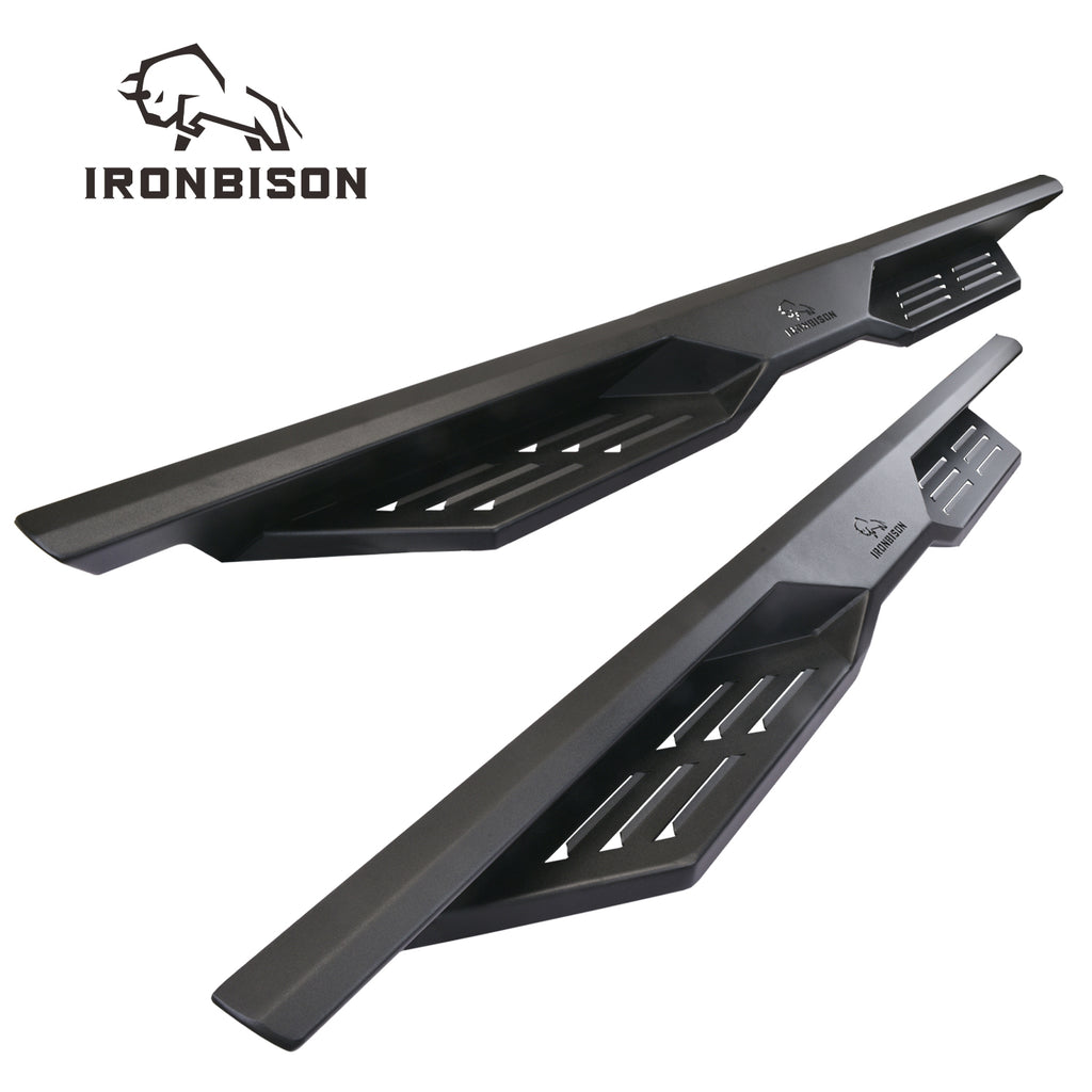 IRONBISON Defender Steps Running Boards Fit 2007-2018 Chevy Silverado/GMC Sierra 1500 | 2007-2019 Chevy Silverado/GMC Sierra 2500/3500 Heavy Duty Crew Cab (Excl. Diesel Model with DEF Tank) Truck Fine Texture Black Side Steps Armor (IBDS-C002)