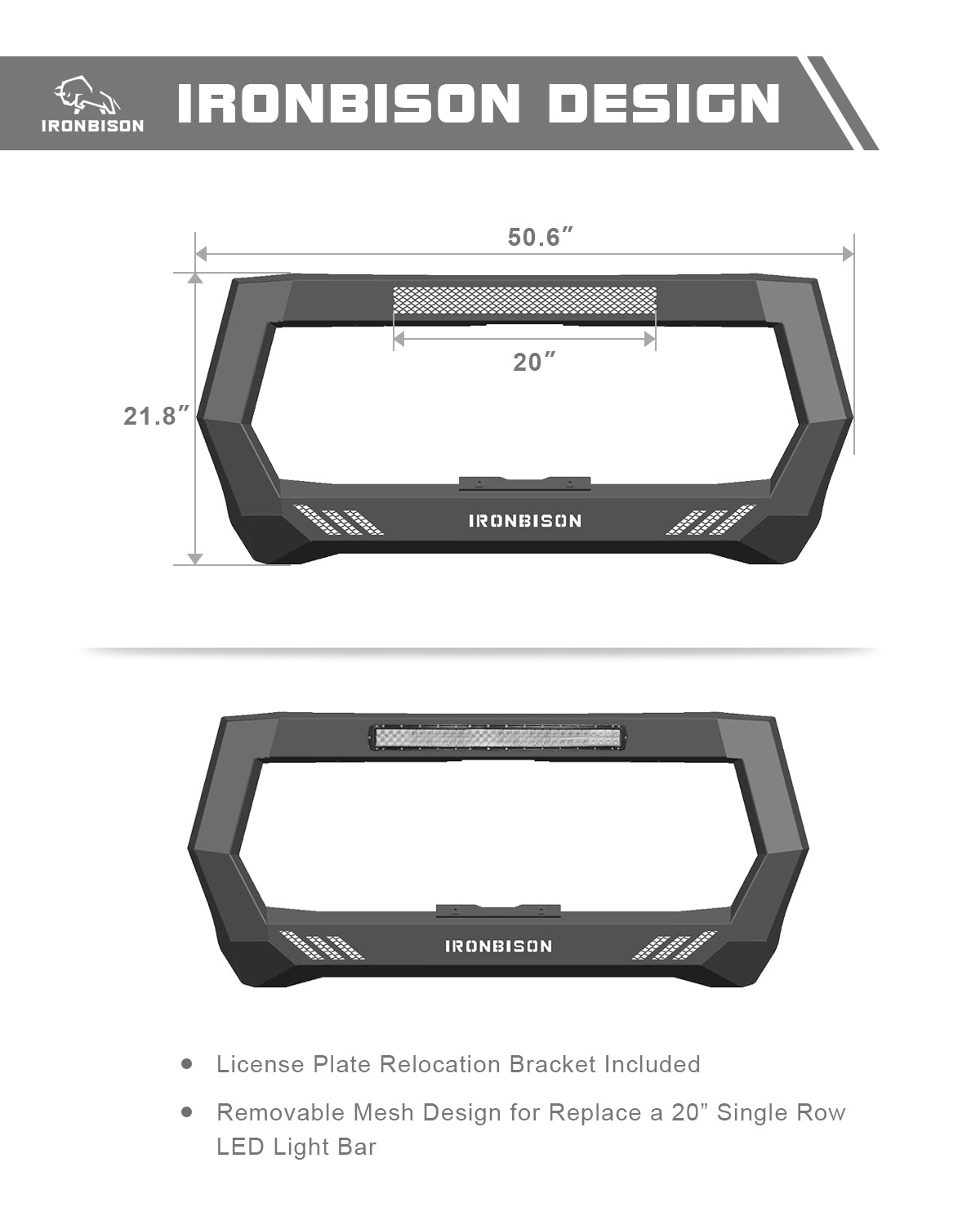 IRONBISON BARDE Bull Bar Compatible with 2019-2024 Dodge RAM 1500 Pickup Truck (Excl. Rebel & TRX trims, 19-24 Ram 1500 Classic,2020-2022 Ram 1500 Diesel models) Fine Textured Black Front Bumper Brush Grille Guard (IBCJD02)