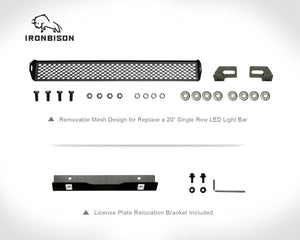 IRONBISON BARDE Bull Bar Compatible with 2019-2024 Chevy Silverado 1500 Pickup Truck (Excl. 2019 Silverado 1500 LD / Trims with Super Cruise System) Fine Textured Black Front Bumper Brush Grille Guard Compatible with 20” LED Light (IBCJC01)